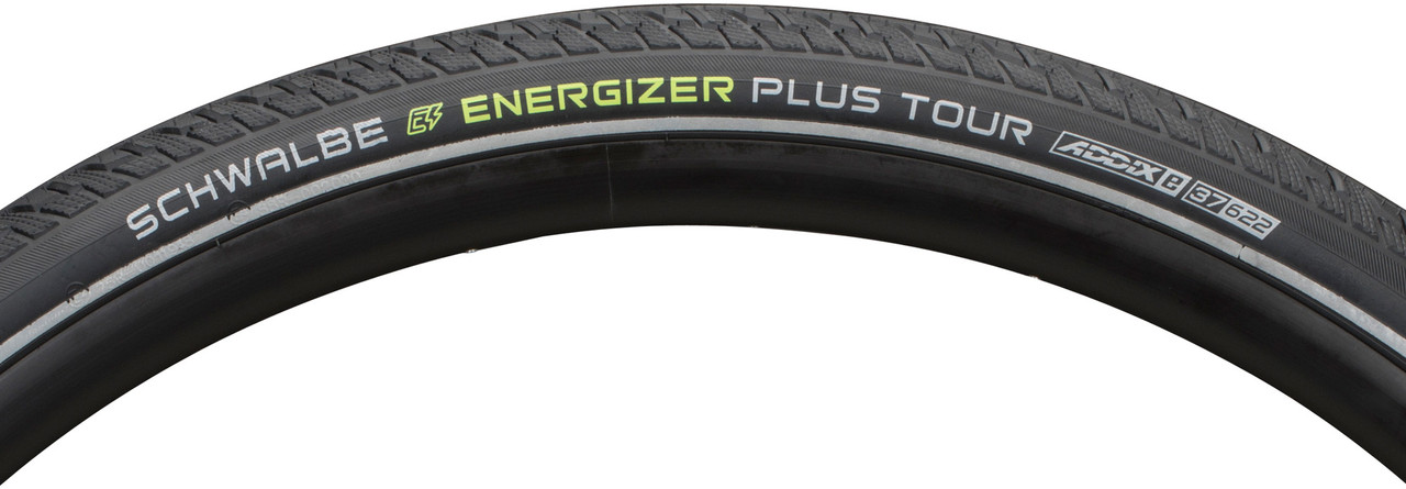 Schwalbe Energizer Plus Tour Wire Bead Tire - Performance | Addix E | Green Guard - ECE-R75 - 28x2.00 | Black Reflex