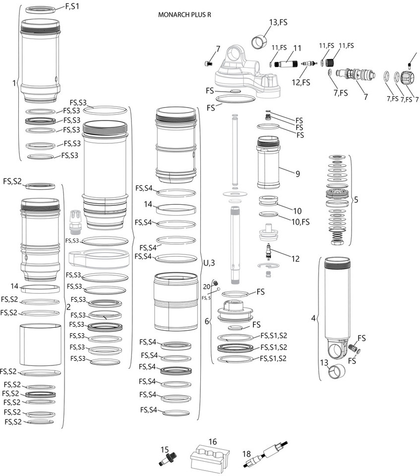 RockShox Monarch Plus R Spare Parts (20142020)