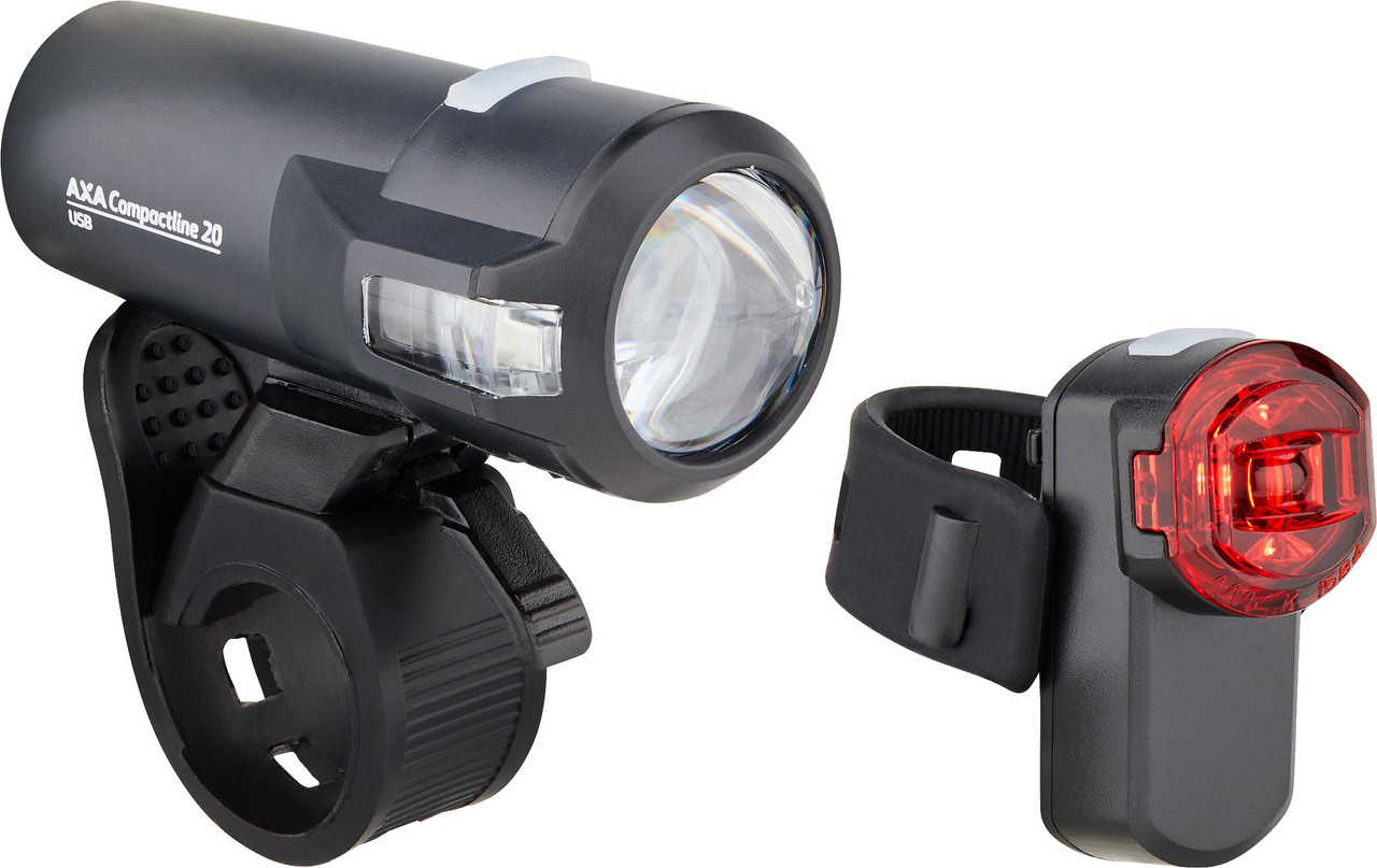 Axa Compactline 20 USB Front Light + Rear Light Set StVZO approved