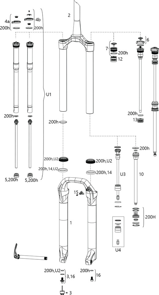 RockShox Pike 29+ RCT3 B1/ RC C1 Spare Parts (20172019)