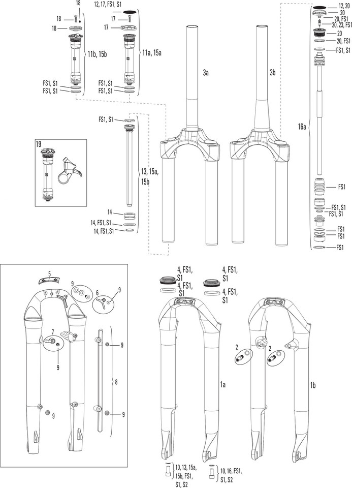 Rockshox Recon Silver XC32 Tappo dell'Aria Superiore per Forcella, Nero