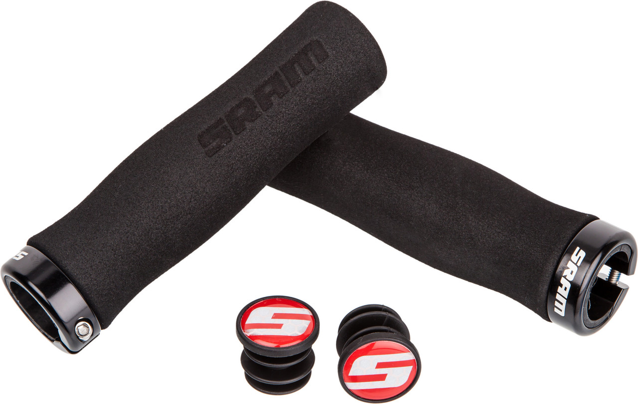 Sram Locking Manopole Per Mountain Bike – 135 Mm, Bianche, Con Doppie Pinze E Tappi