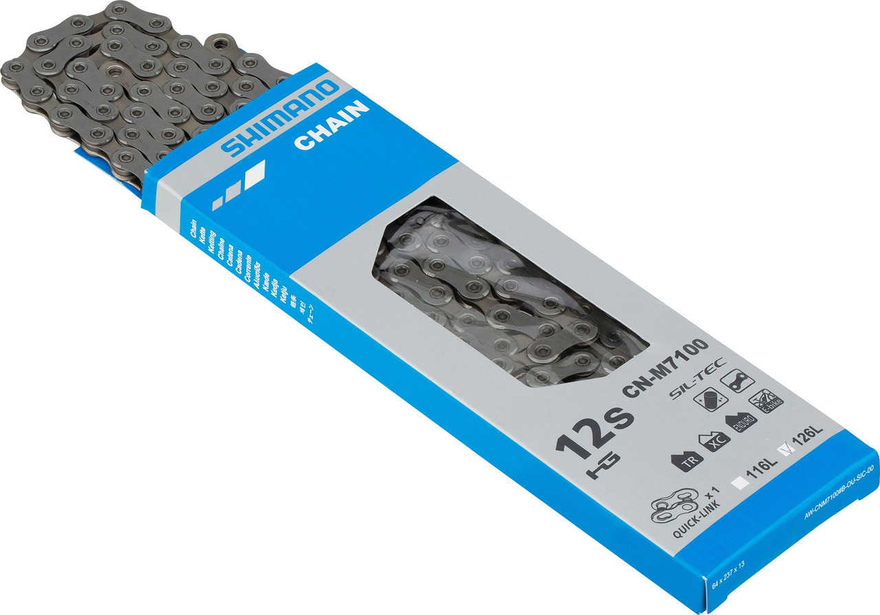 Chaîne Vélo Shimano CN-M7100 12 Vitesses – 122 Maillons, Pour VTT, Maillon Rapide, Neuf Sans Emballage D'origine