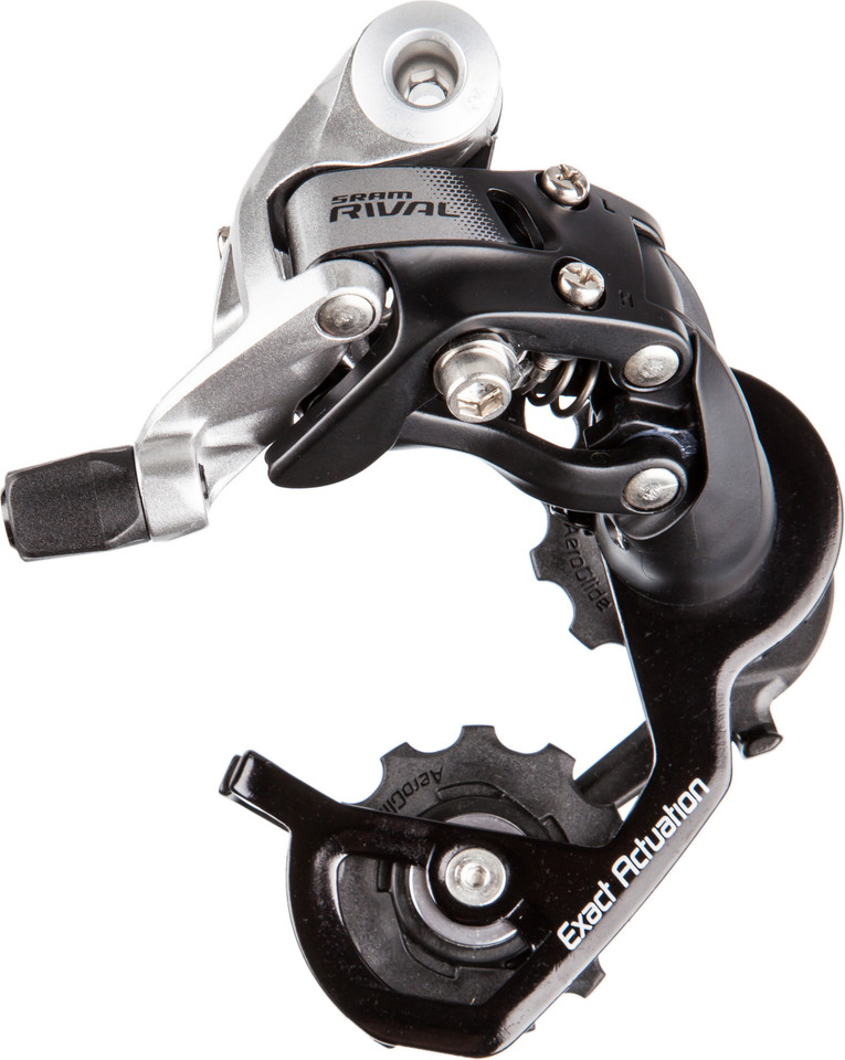 スラム Rival22 Rear Derailleur Medium SRAM Rival 22 Rear Derailleur (Black⁄Silver) (11 Speed) (Short Cage)