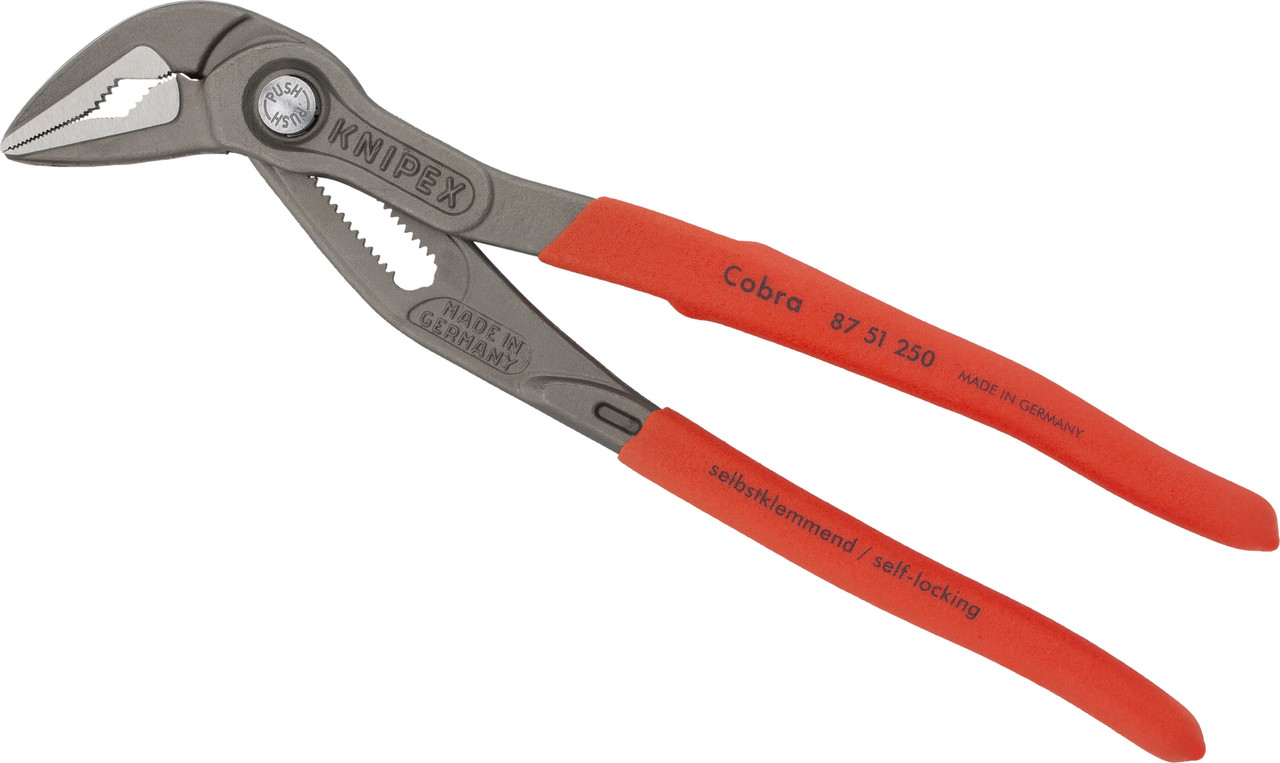 thumbnail interactive-video image 1 of Knipex Cobra 250mm Extra Slim Water Pump Pliers - 87 51 250 ES - Made In Germany 1 of 4