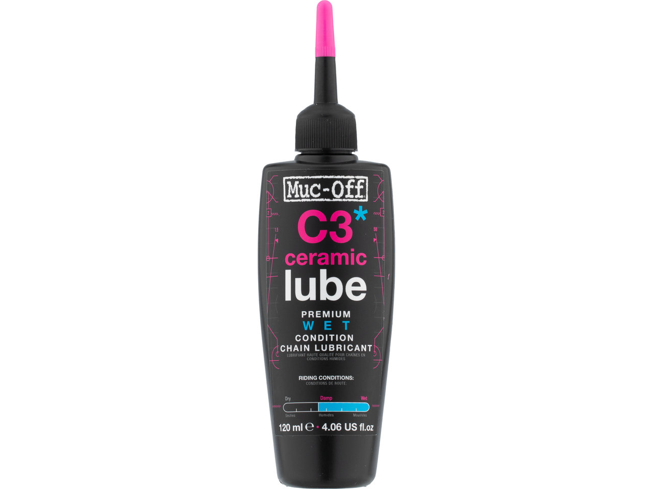 Muc-Off C3 Ceramic Wet Lube Kettenschmiermittel mit UV-Lampe