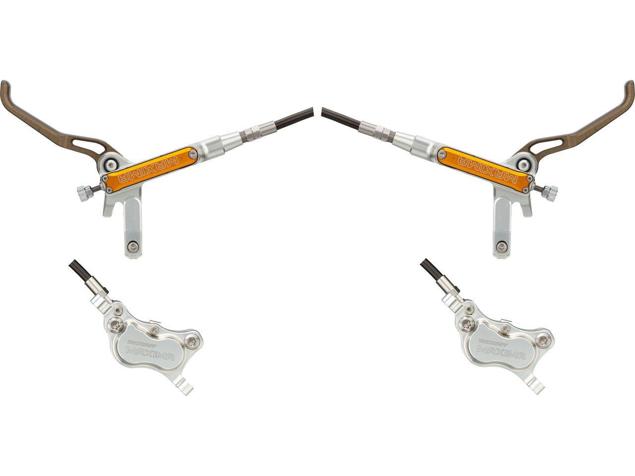 Trickstuff Maxima v+h Set Scheibenbremse mit Stahlflexleitung PU-ummantelt