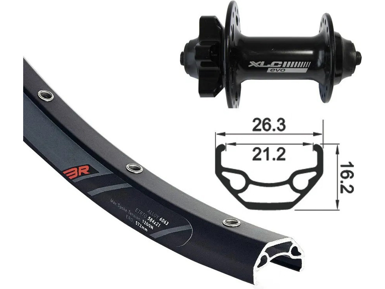 XLC Rodi Black Rock Evo 26´´ 6b Disc Terrengsykkel Forhjul