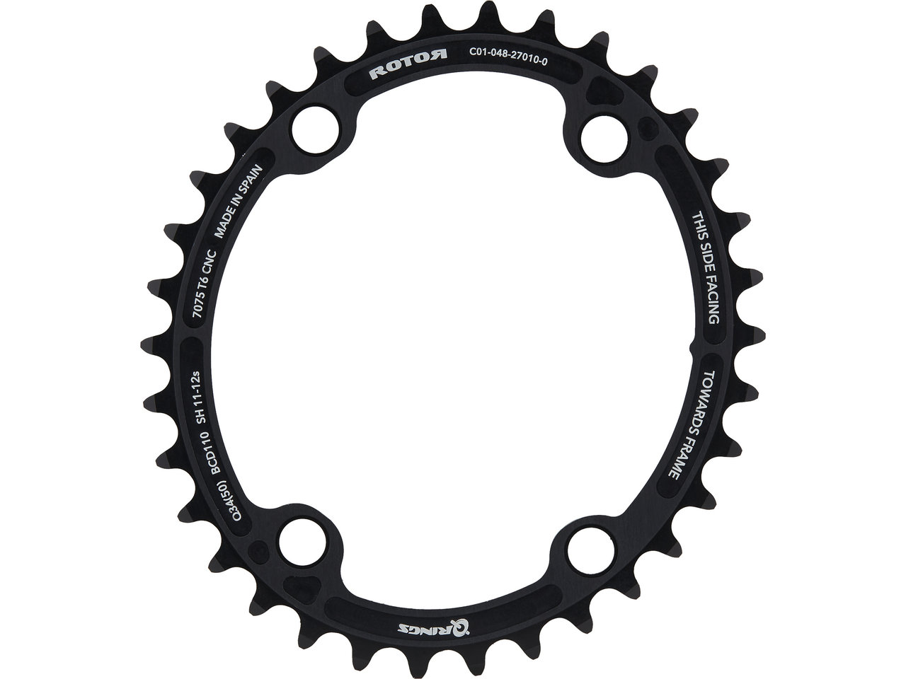 Rotor Kettenblatt Road, 4-Arm, Q-Ring, 110 mm Lochkreis 11-/12-fach Rotor Kettenblatt Road, 4-Arm, Q-Ring, 110 mm Lochkreis 11-/12-fach