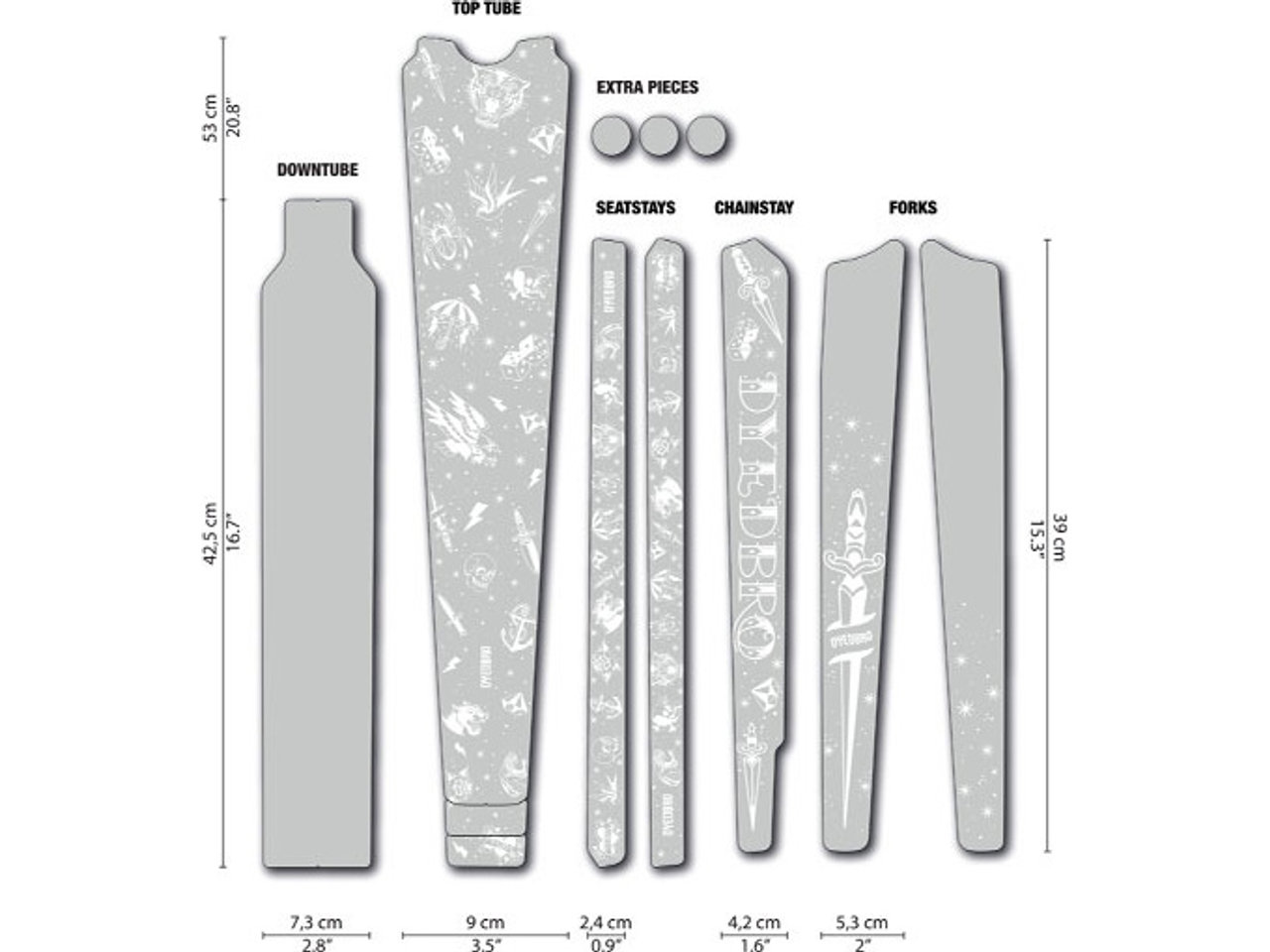 Dyedbro Gravel Rahmenschutzfolien-Set