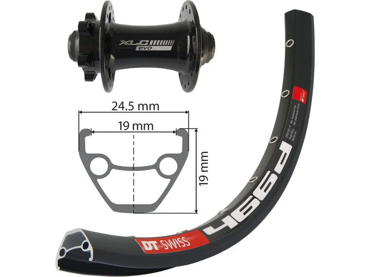 Dt Swiss Laufrad Vorderrad 29 Zoll 6loch Schwarz Steckachse 15mm 32-loch D466 Disc Schwarz Nirosta-speichen Schwarz Xlc