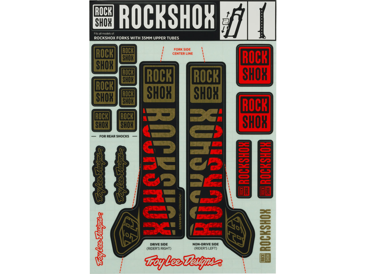 Rock Shox Troy Lee Designs Decal Kit f.Pike/Lyrik/Yari/Domain/Revelation ab 2018