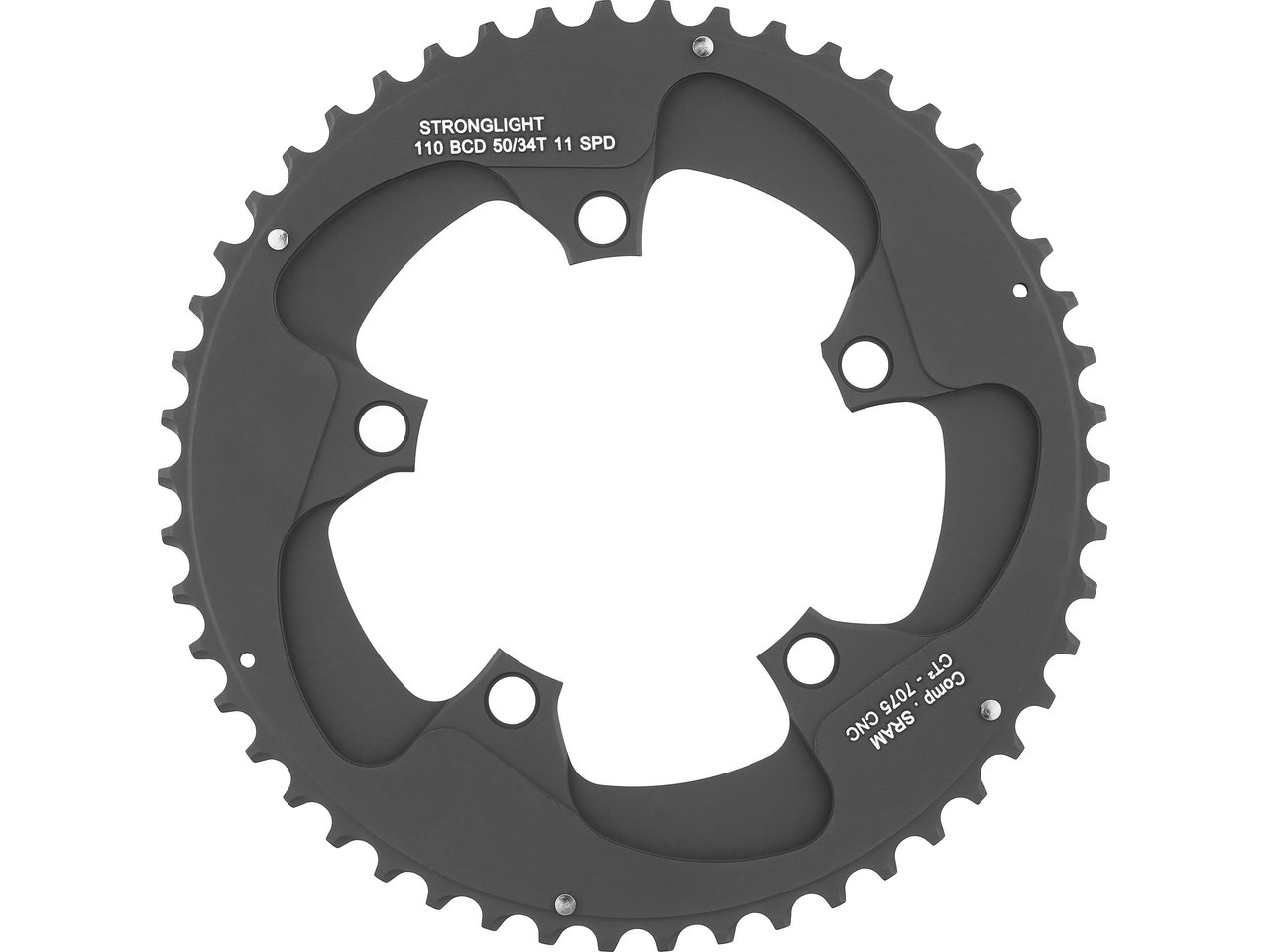 Stronglight Zicral 7075 9/10 Speed Chainring – 110mm BCD – Black – Various Sizes