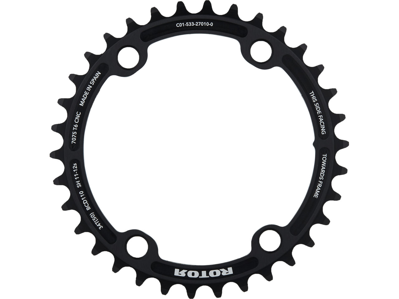 Rotor Kettenblatt Road, 4-Arm, noQ, 110 mm Lochkreis 11-/12-fach Rotor Kettenblatt Road, 4-Arm, noQ, 110 mm Lochkreis 11-/12-fach