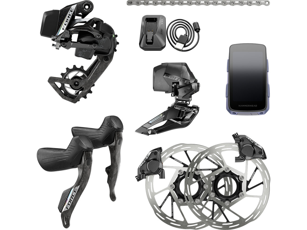 SRAM Force AXS HRD 2x12 Schaltgruppenset + Hammerhead Karoo SRAM Force AXS HRD 2x12 Schaltgruppenset + Hammerhead Karoo