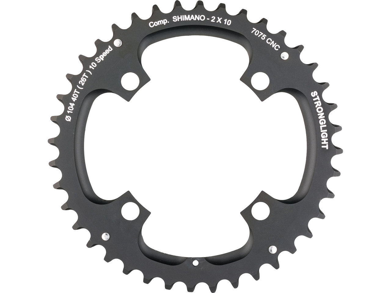 STRONGLIGHT Kettenblatt Shimano 10-fach, 4-Arm, 104 mm Lochkreis STRONGLIGHT Kettenblatt Shimano 10-fach, 4-Arm, 104 mm Lochkreis