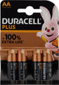 Duracell Pile Alcaline AA LR6 Plus - 4 pièces