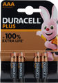 Duracell Pila alcalina AAA LR03 Plus - 4 piezas