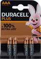 Duracell Pile Alcaline AAA LR03 Plus - 4 pièces