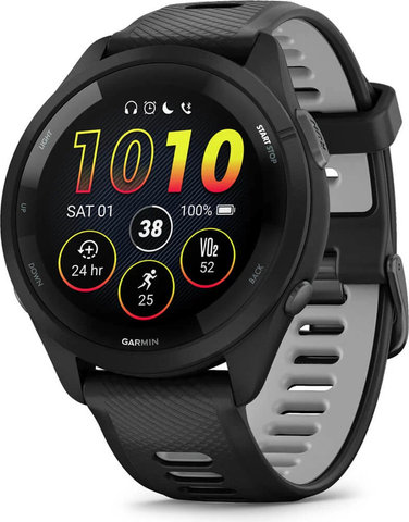 Garmin Forerunner 265 Smartwatch mit Schnellwechsel-Silikon-Armband 22 mm - schwarz