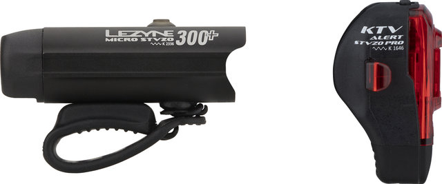 Lezyne Micro 300 + KTV Drive Beleuchtungsset mit StVZO-Zulassung - schwarz/300