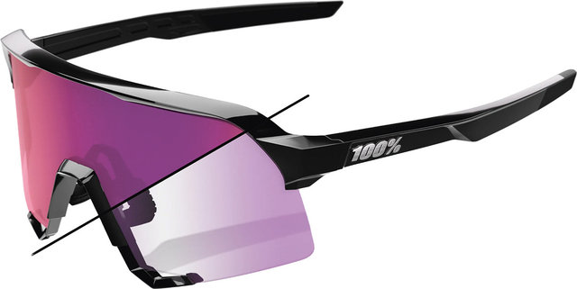 100% S3 Photochromic Sports Glasses - gloss black | purple mirror photochromic