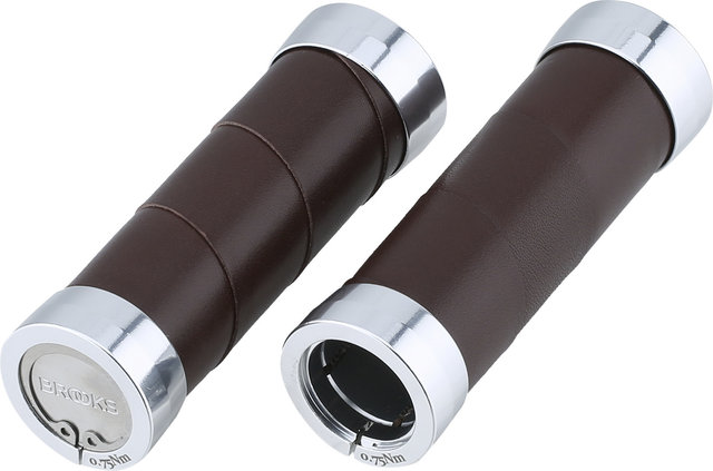 Brooks Slender leather handlebar grips for twist shifters on both sides Mod. 2023 - brown/100 mm