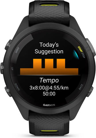 Garmin Forerunner 265S Smartwatch mit Schnellwechsel-Silikon-Armband 18 mm - schwarz