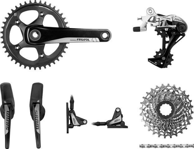 SRAM Groupe Rival 1 FM 1x11 50 GXP frein à disque hydr. - black | Shimano Route | Shimano Route | 175,0 mm | 11-32 | 50
