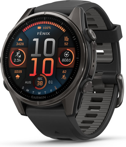 Garmin fenix 8 AMOLED Sapphire Titan GPS 43 mm Multisport-Smartwatch - schwarz-carbongrau