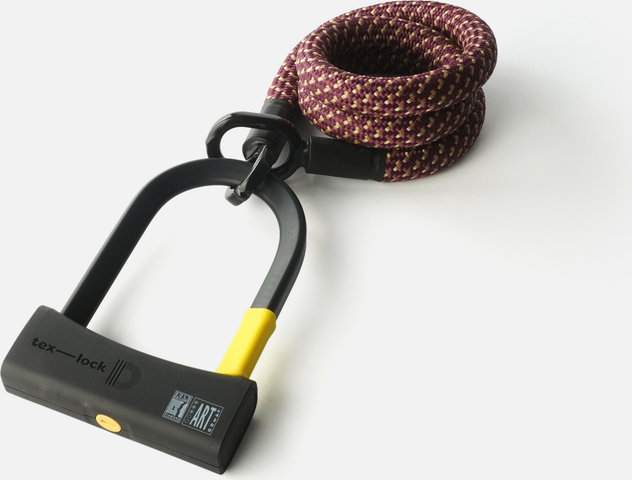 tex-lock eyelet Kettenschloss + D-lock Mini-Bügelschloss - chateau red/120 cm