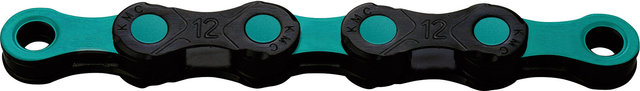 KMC DLC12 Waxed Kette 12-fach - black-celeste/126