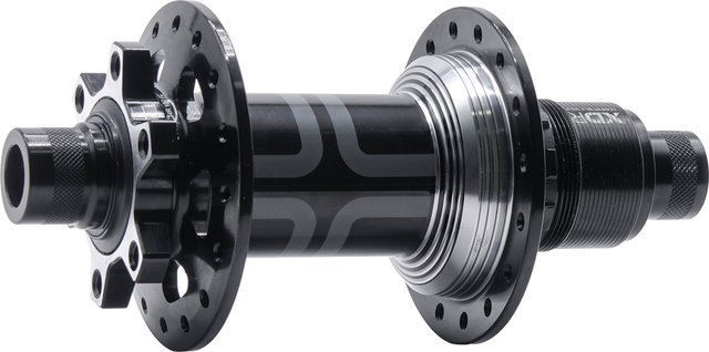 e*thirteen Buje trasero Sidekick Pro Disc 6 agujeros Boost - black-sterling silver | 28 | SRAM XD | 12 mm Eje Pasante