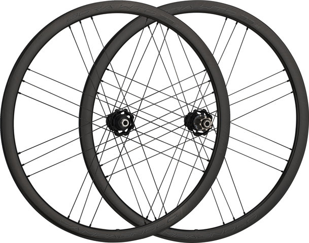 Campagnolo Bora WTO 33 Carbon Disc Center Lock 28" Laufradsatz - black-dark label/28" Satz (VR 12x100 + HR 12x142) Campa