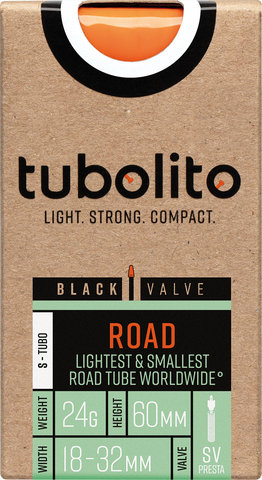 tubolito Tubo-S-Road-700C cámara de aire 28" modelo 2025 - black/18/32-622 SV 60 mm/Válvula Presta (SV)/18-622 hasta 32-622/60 