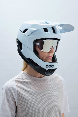 POC Devour sports glasses with replacement lens - hydrogen white | clarity road-sunny silver