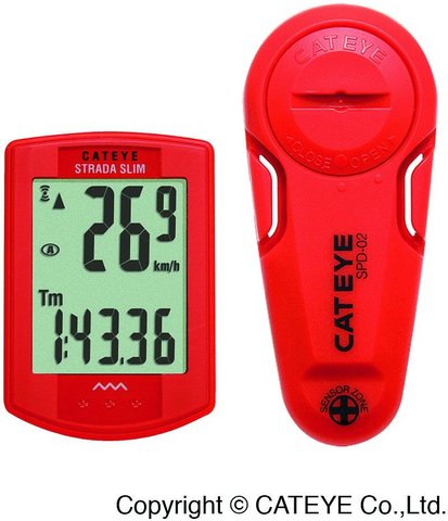 CATEYE Ciclocomputador Strada Slim CC-RD310W - rojo-mate/universal