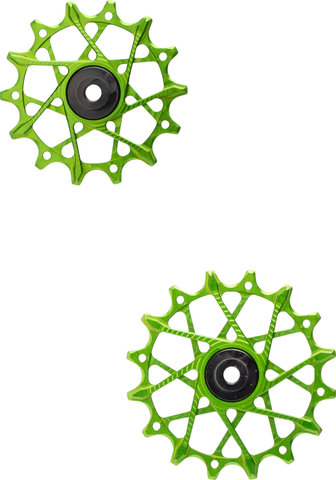 Garbaruk Juego de Poleas 14 + 16 Dientes para Shimano de 12 Velocidades - green | 14 dientes (polea guía), 16 dientes (polea tensora)