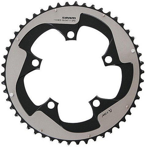 SRAM Road Double X-Glide, 5-arm, 110 mm BCD Chainring - black-silver/50 tooth