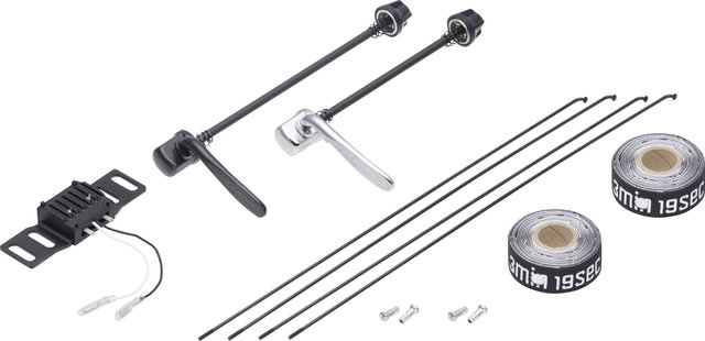 bc basic Juego de ruedas Mountain Alivio Disc 6 agujeros DT Swiss 466d 29" - negro | Juego de 29" (RD 9x100 dinamo + RT 10x135) Shimano