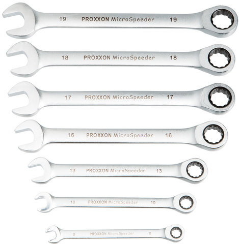 Proxxon Set de llaves de boca y anillo MicroSpeeder 7-teilig, Modelo estándar - negro-plata/universal