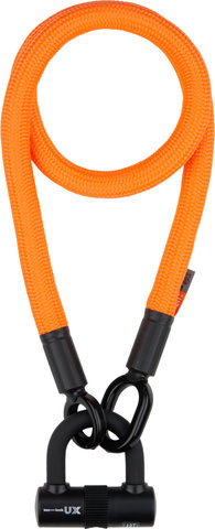 tex-lock eyelet Kettenschloss + U/X-lock Mini-Bügelschloss - acid orange/120 cm