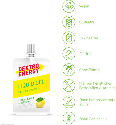 Dextro Energy Liquid Gel Kohlenhydrad-Gel - 18 Stück - lemon-caffeine