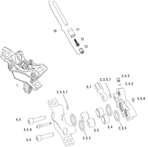 SRAM Ersatzteile Guide RE (A1) Bremssattel (2017) - 12/universal