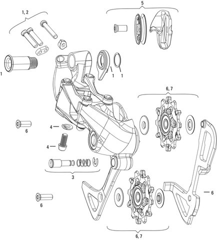 SRAM GX 1X11 / GX DH 1X7 Type 2.1 Rear Derailleur Spare Parts - 1/universal