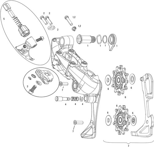 SRAM Force 1, CX1 (2014) Rear Derailleur Spare Parts - 2/universal