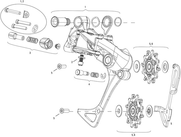 SRAM Rival 1 Rear Derailleur Spare Parts - 3/black