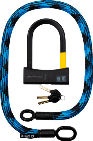 tex-lock Eyelet chain lock + D-lock shackle lock - morpho blue