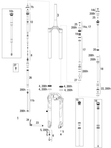 RockShox Lyrik RCT3 (B1 / 2016-2017) 29" Spare Parts - 1/29, white