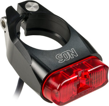 SON Luz trasera LED para montaje en tija de sillín con aprobación StVZO - schwarz eloxiert-rot | 31,8 mm